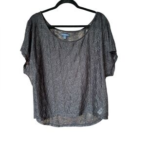 American Eagle‎ XL Women's Black Sheer Lace Top